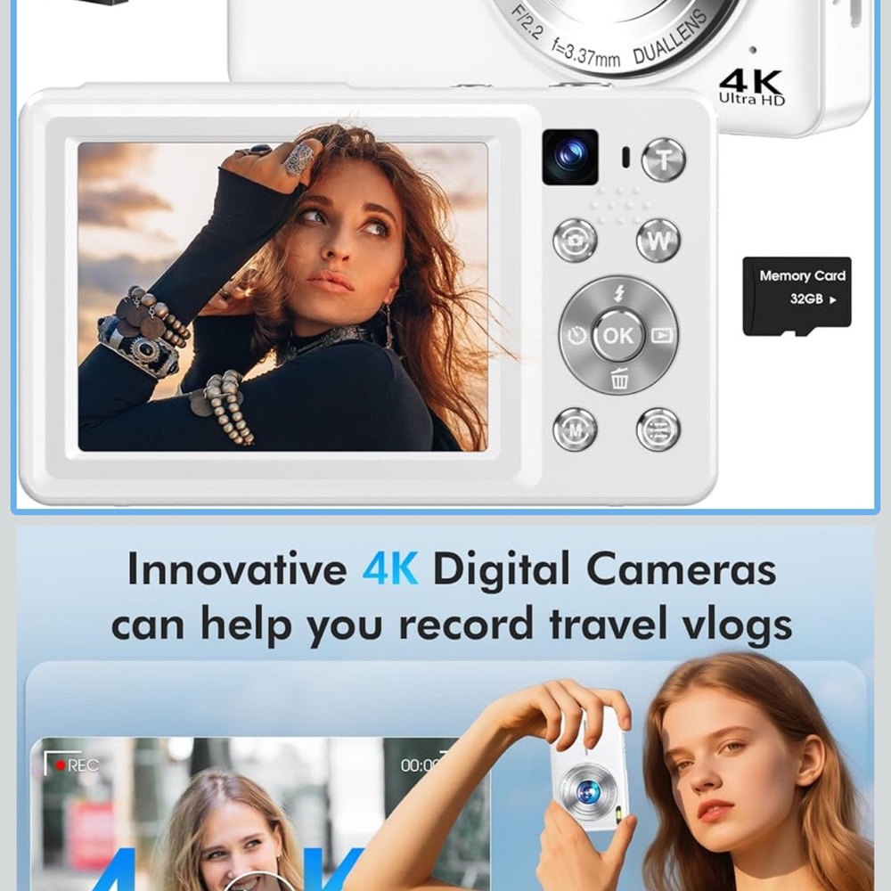 4K Digital Camera with 32GB Memory Card - Silver